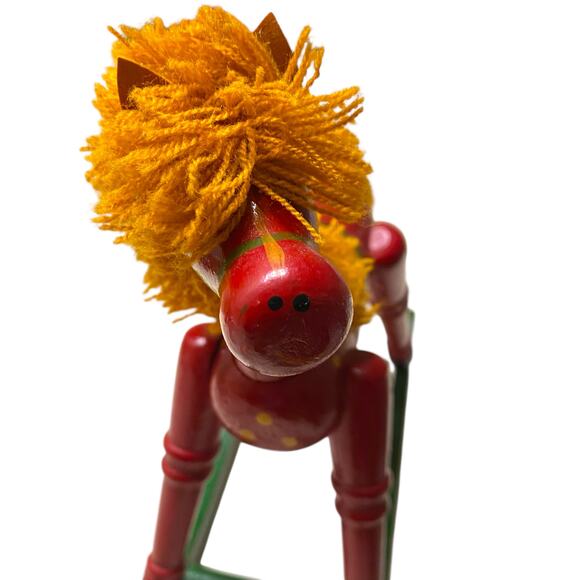 VTG 8.5" Tall Handpainted Wooden Rocking Horse Christmas Holiday Mantle Decor - Picture 8 of 16